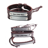Leather Bracelet with Metal Plate